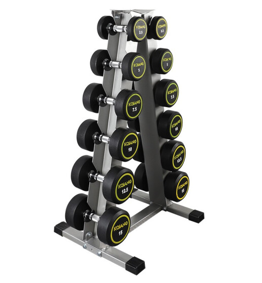 康强商用包胶哑铃固定哑铃健身房专用 6付哑铃组（含哑铃、哑铃架）