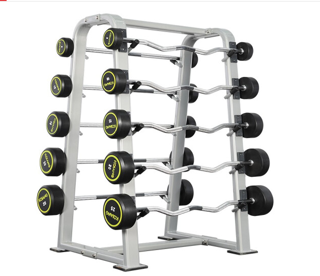 康强杠铃组直杆、曲杆包胶固定式杠铃健身房专用 杠铃组合